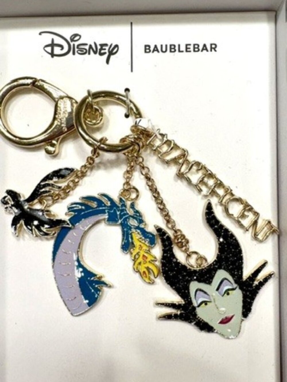 NWOT - Baublebar Disney Maleficent Bag Charm - Key Chain Gold Dragon